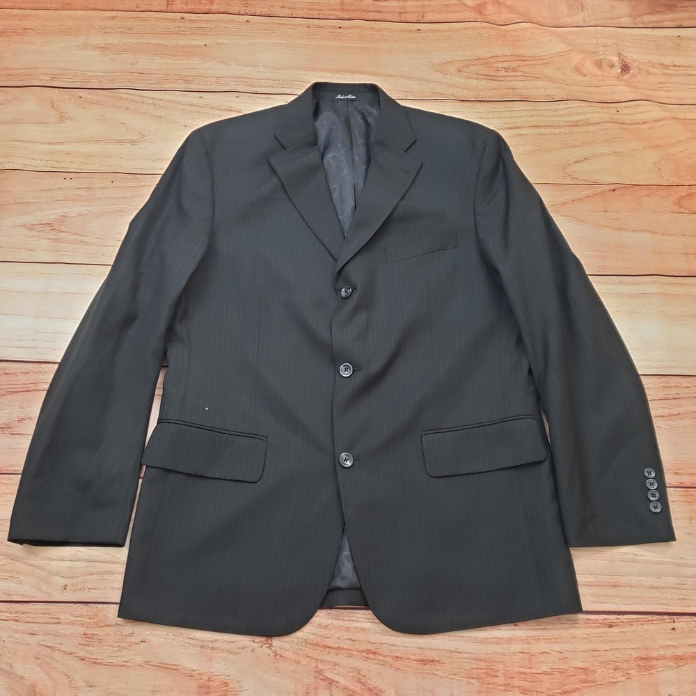 Apt 9 Suit Jacket Mens 42 Gray Pinstripe Three Button Blazer Notch Lapel Lined